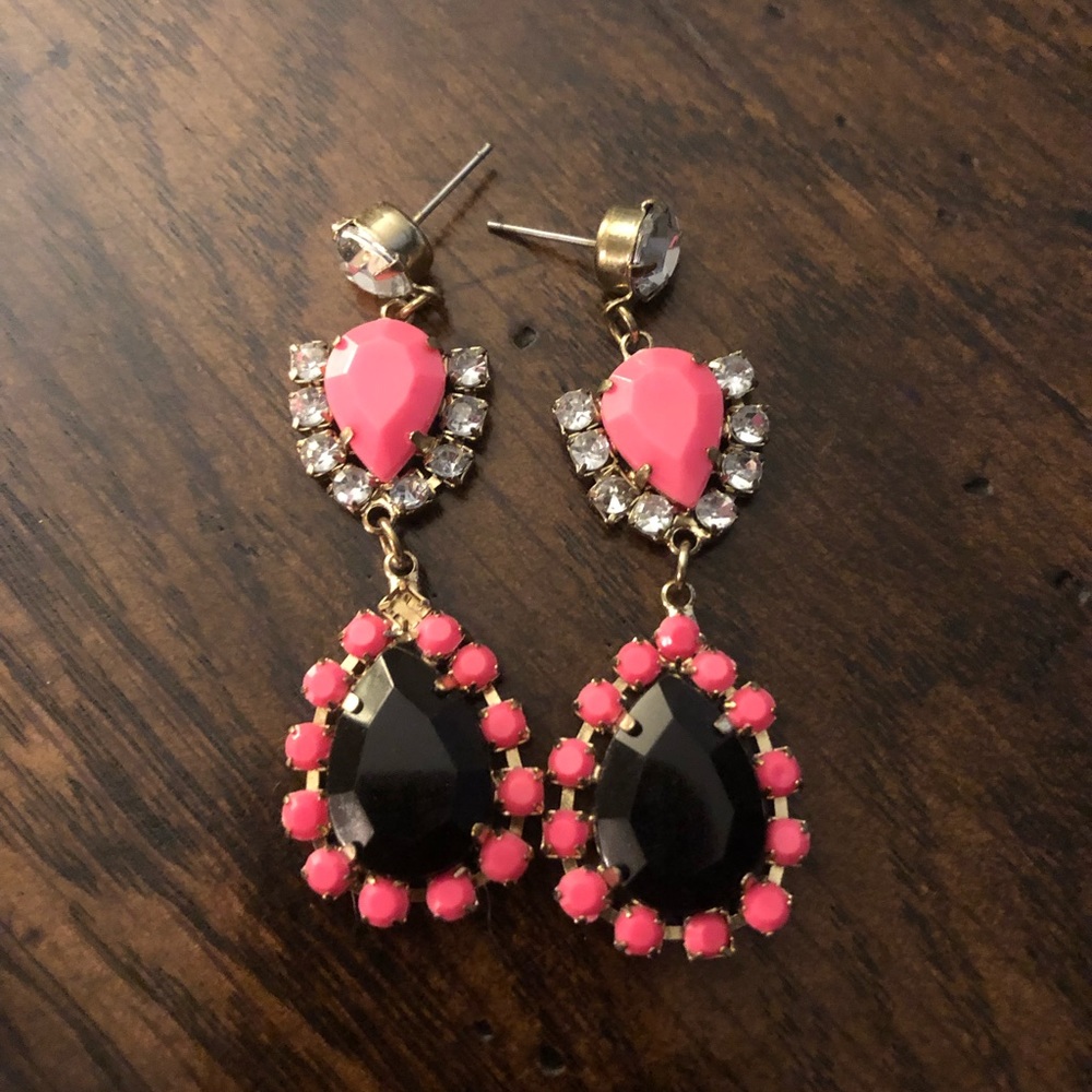 Black & Pink Drop Earrings